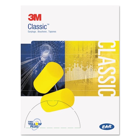 3M No PVC Cylinder Shape, 29 dB, Yellow, 200 PK 310-1103